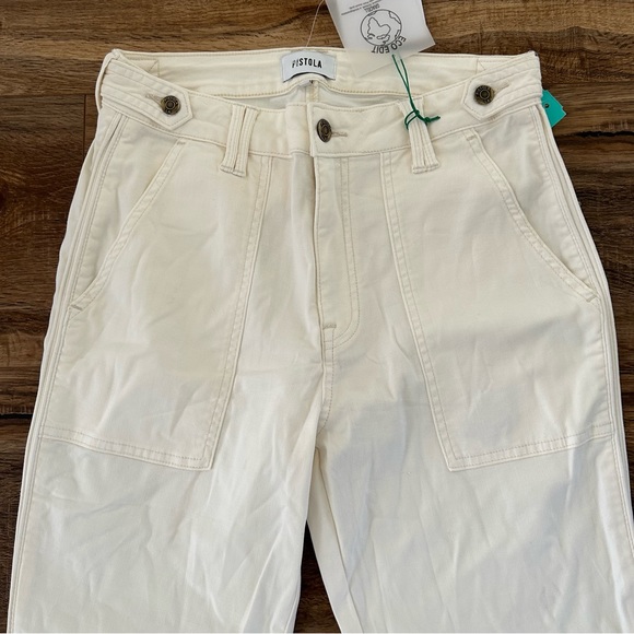 PISTOLA High Rise Cropped Straight Leg Utility Pant in Ecru White Size 29 NWT - Picture 5 of 14